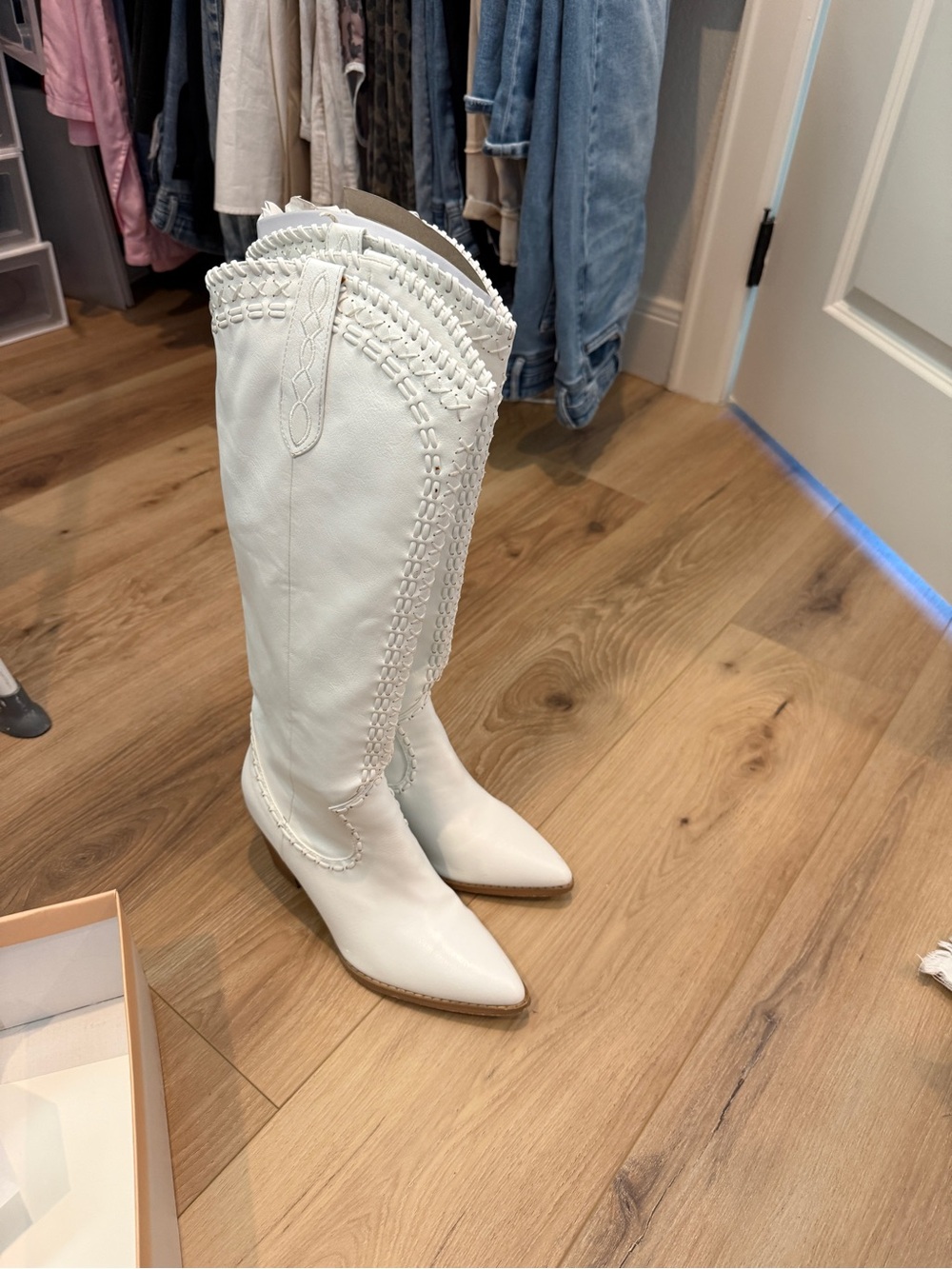Billini White Knee-High Western Heeled Boots